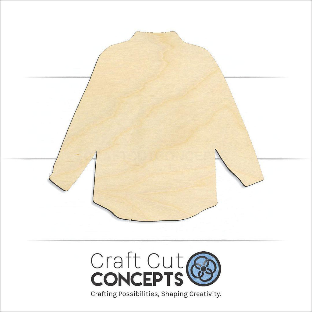 Craft Cut Concepts Logo under a wood Flanel Sweater craft shape and blank