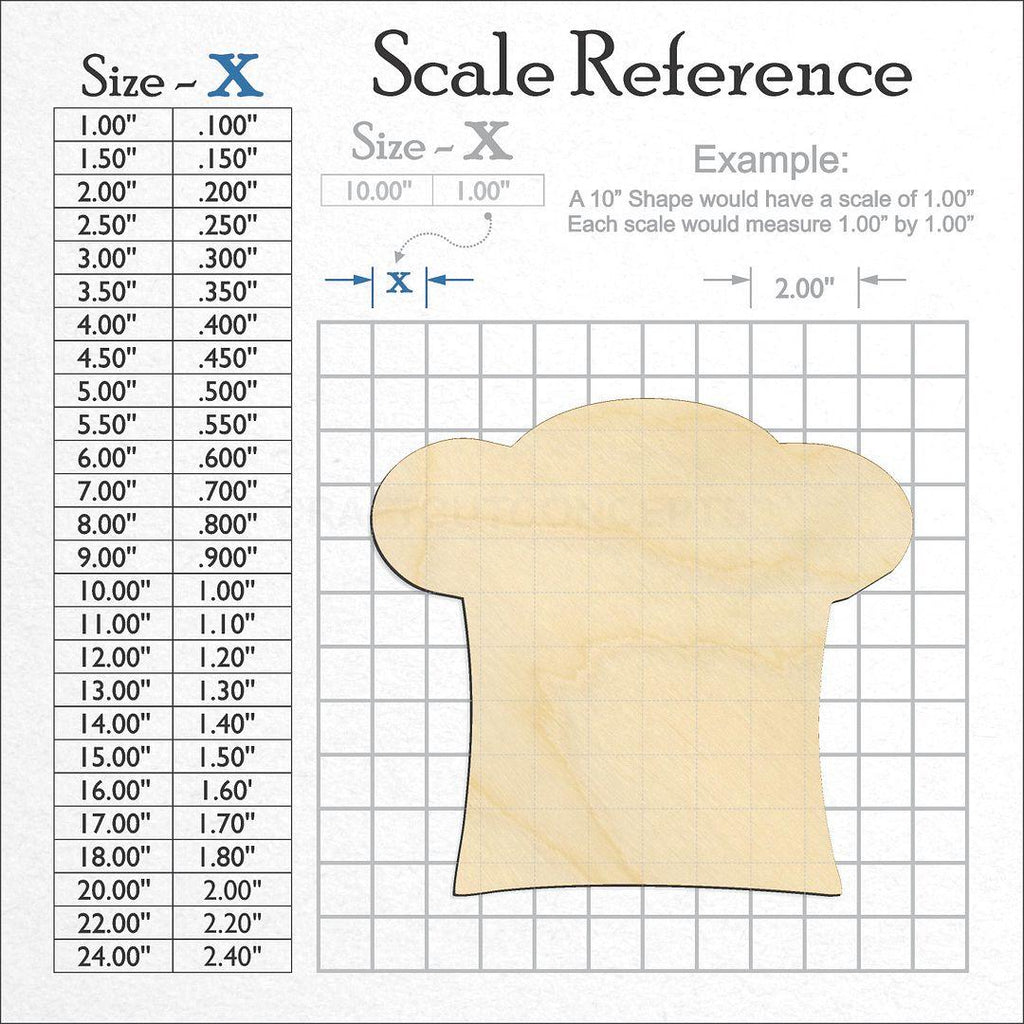 A scale and graph image showing a wood Chef's Hat craft blank