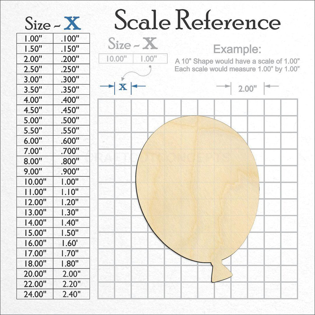 A scale and graph image showing a wood Balloon craft blank