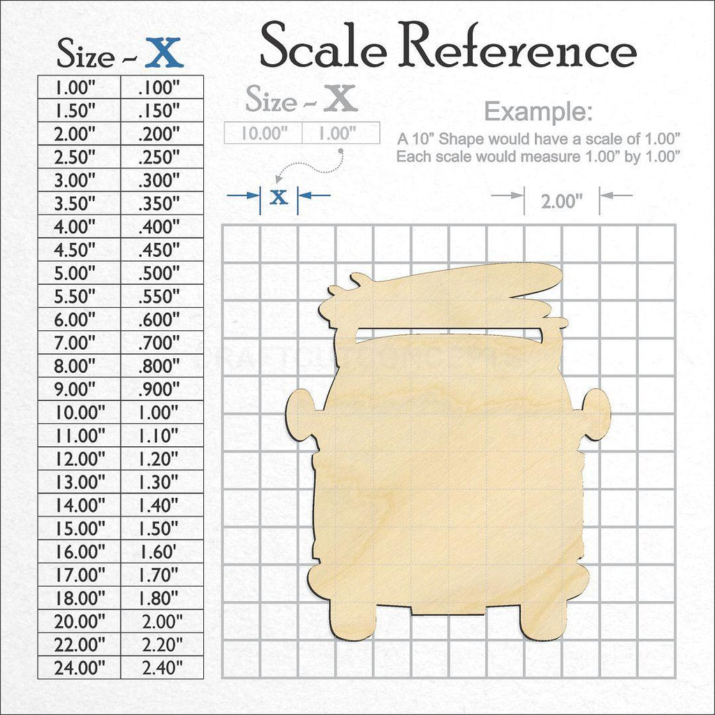 A scale and graph image showing a wood Bus with board craft blank