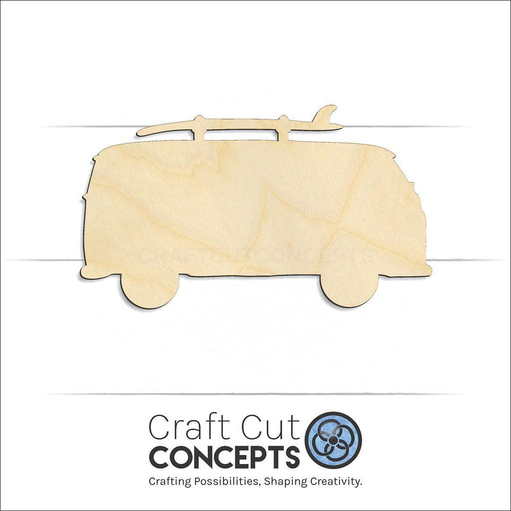 Craft Cut Concepts Logo under a wood Bus with board craft shape and blank