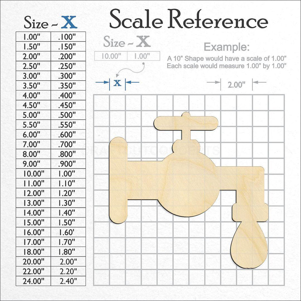 A scale and graph image showing a wood Water Spout craft blank