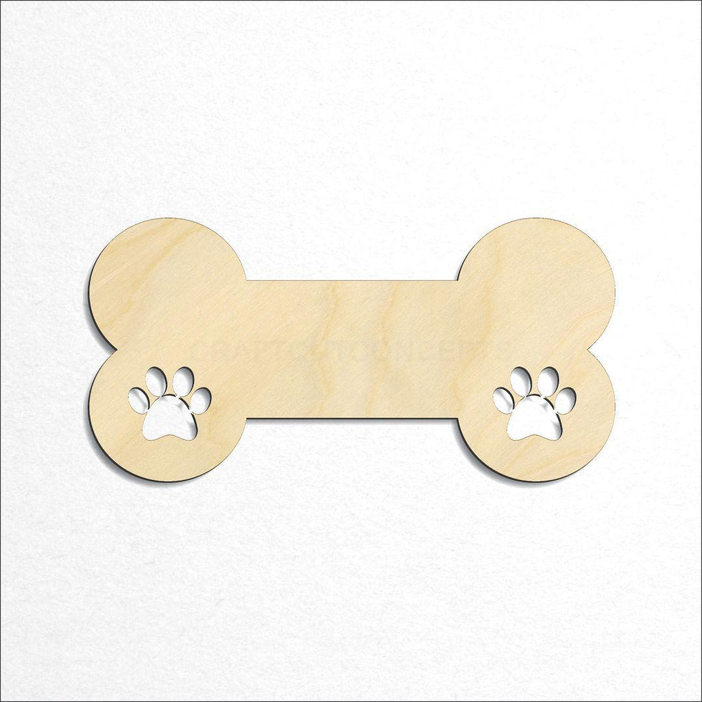 Wooden Dog Bone with Paws craft shape available in sizes of 1 inch and up
