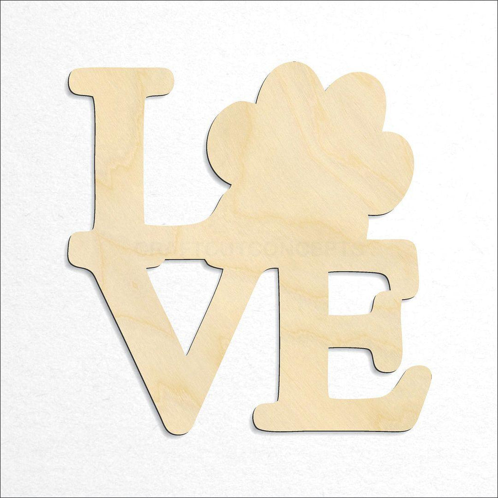 Wooden Love Paw Print Script craft shape available in sizes of 1 inch and up