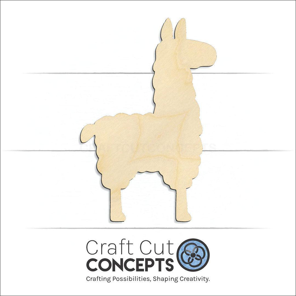 Craft Cut Concepts Logo under a wood Alpaca craft shape and blank