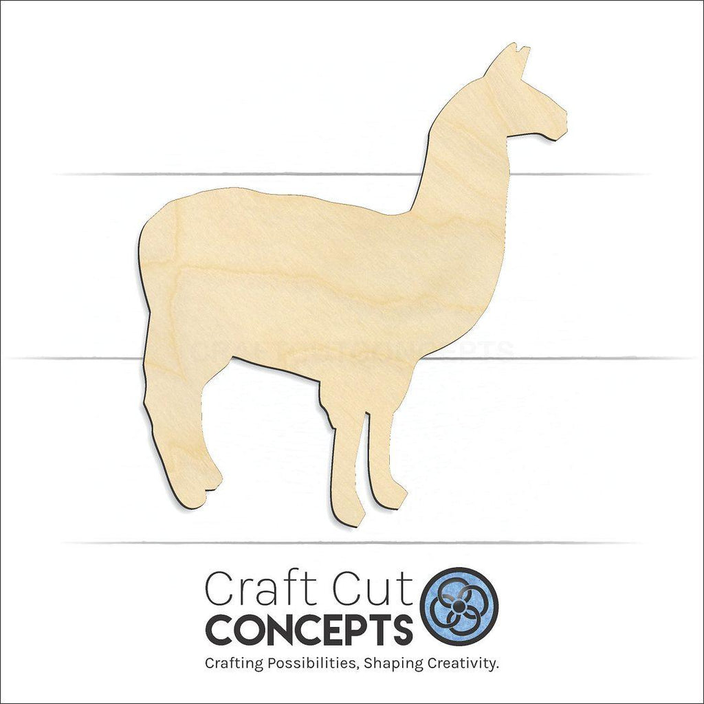 Craft Cut Concepts Logo under a wood Llama craft shape and blank