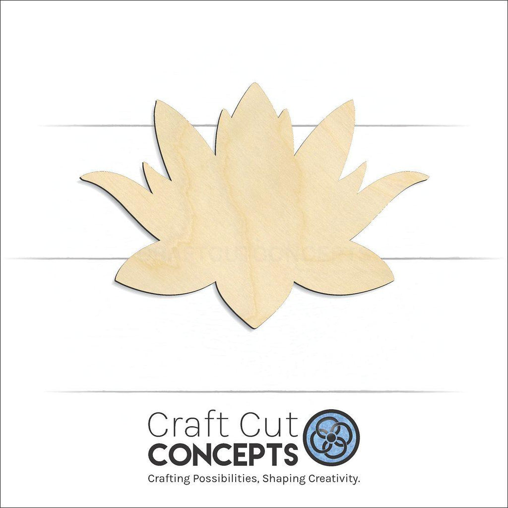 Craft Cut Concepts Logo under a wood Lotus Flower craft shape and blank