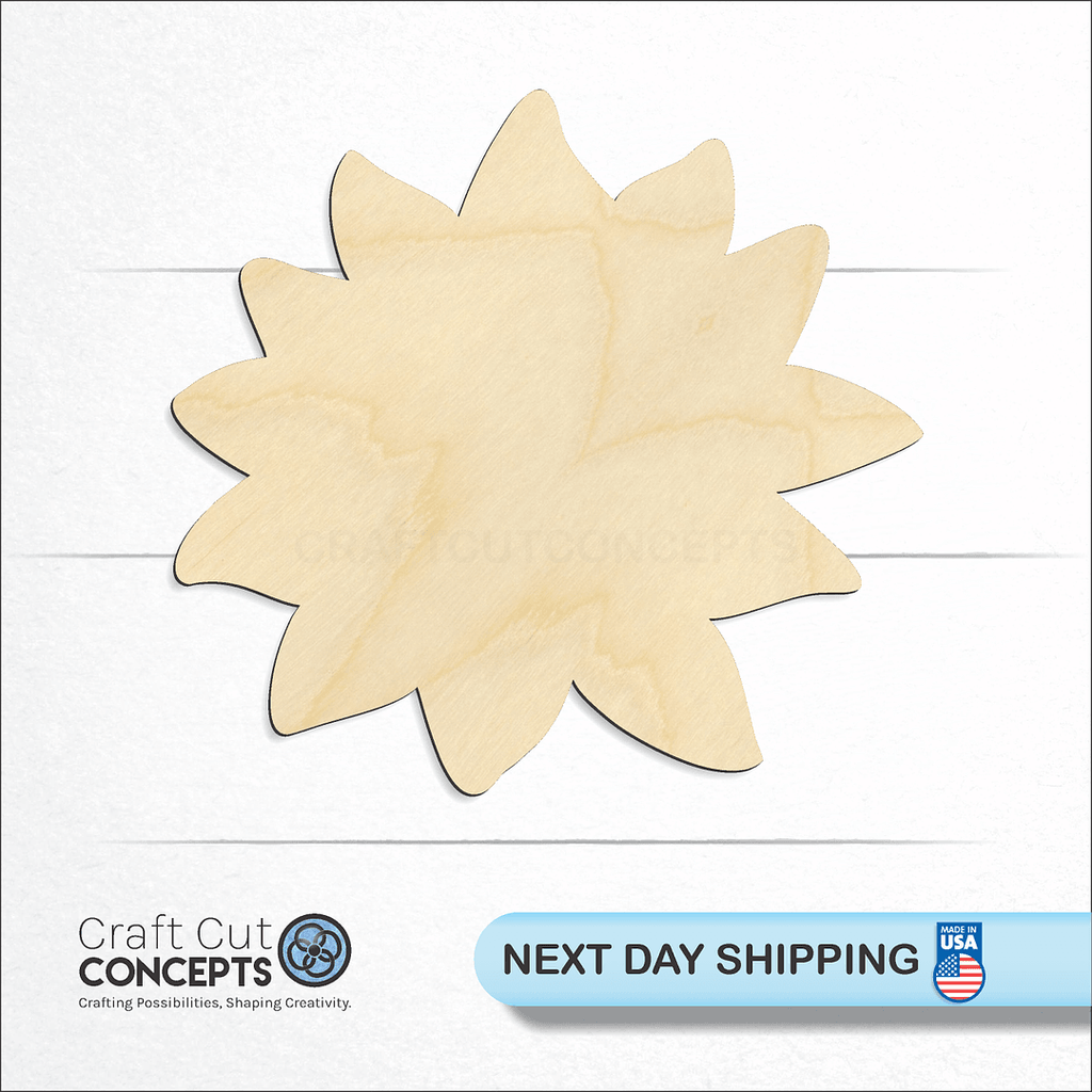 Craft Cut Concepts logo and next day shipping banner with an unfinished wood Lotus Flower craft shape and blank