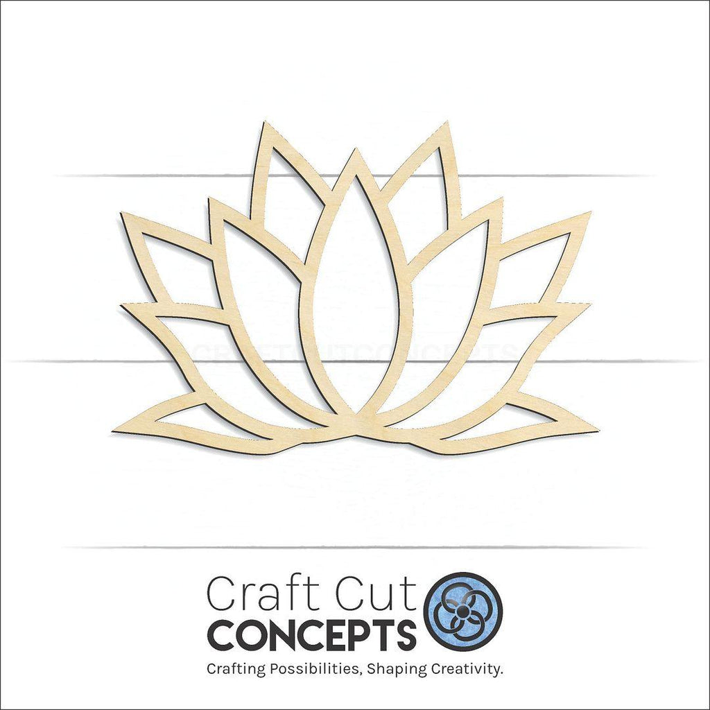 Craft Cut Concepts Logo under a wood Lotus Flower craft shape and blank