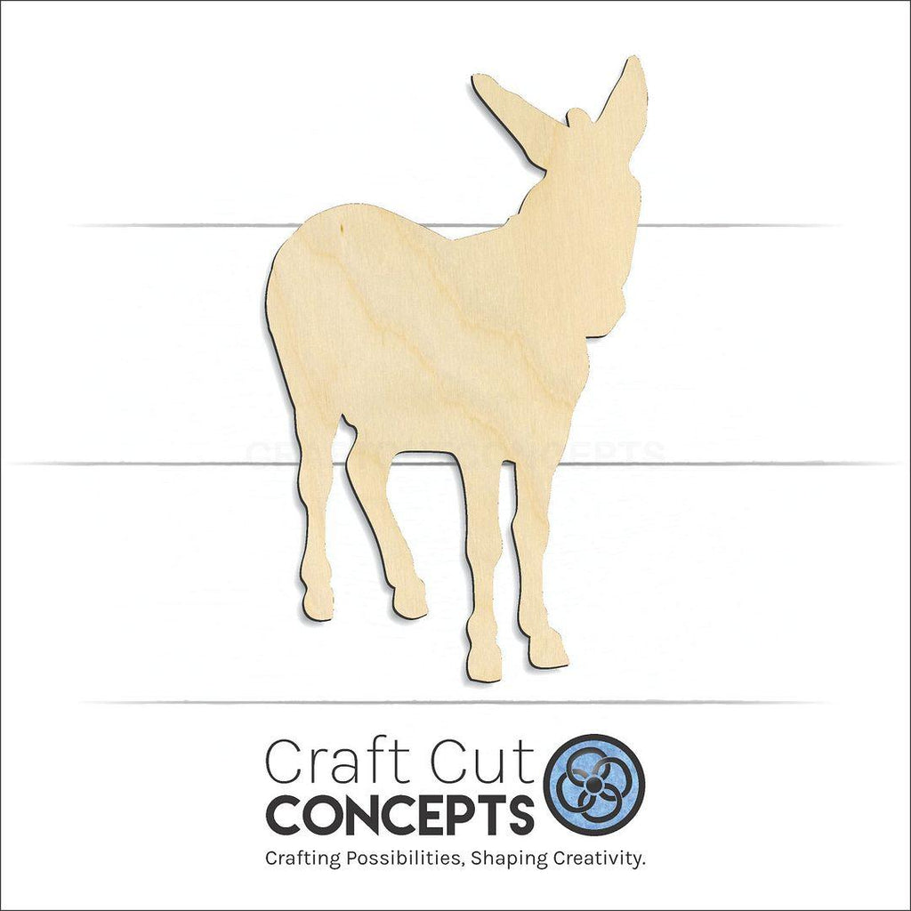 Craft Cut Concepts Logo under a wood Mule Donkey craft shape and blank