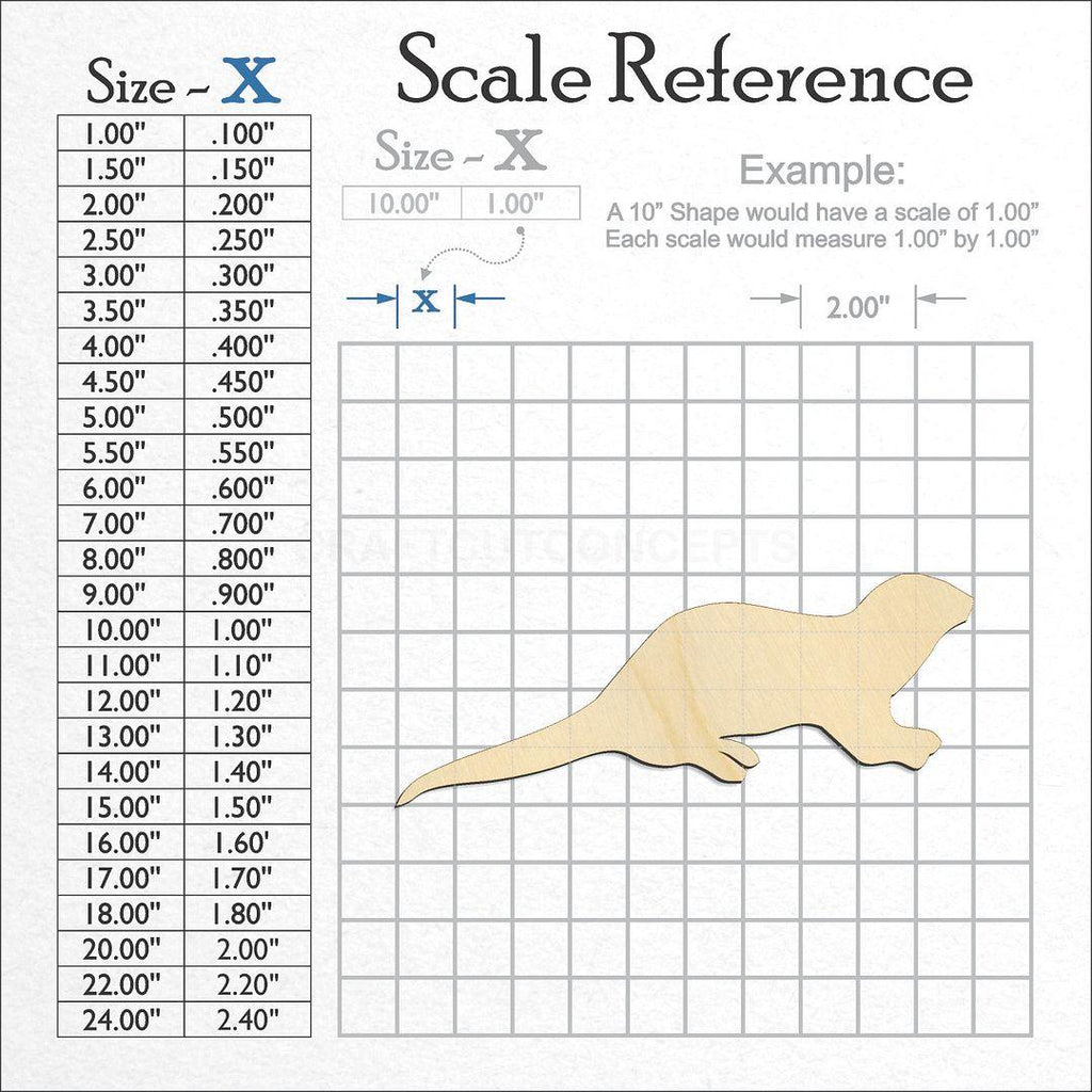 A scale and graph image showing a wood Otter craft blank