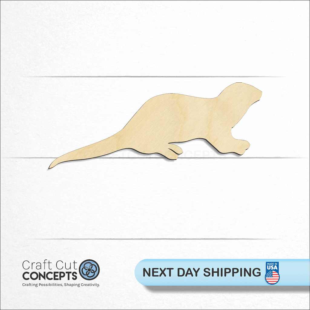 Craft Cut Concepts logo and next day shipping banner with an unfinished wood Otter craft shape and blank