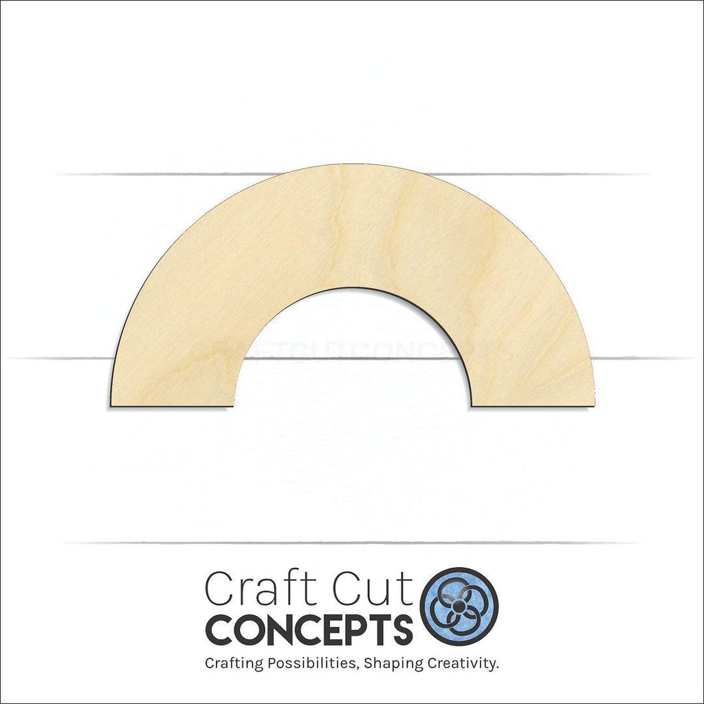 Craft Cut Concepts Logo under a wood Rainbow craft shape and blank