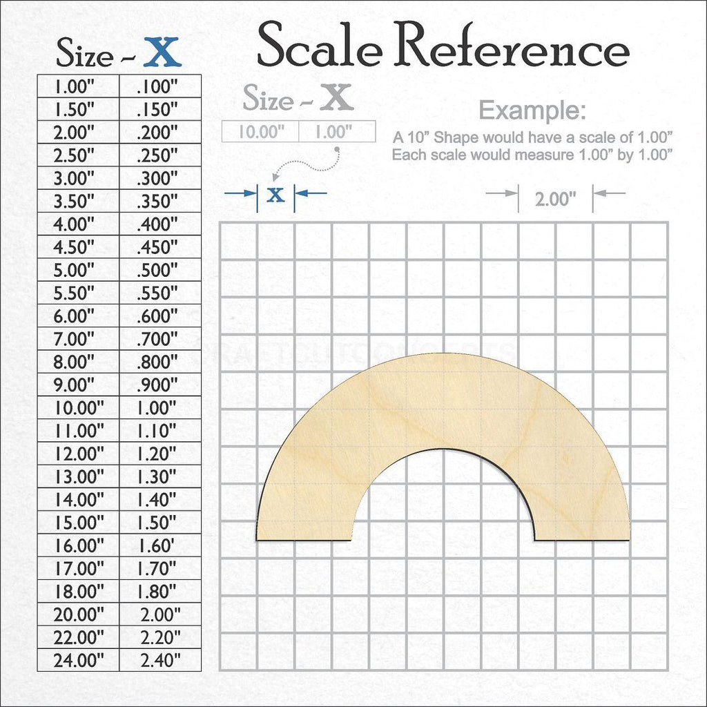 A scale and graph image showing a wood Rainbow craft blank