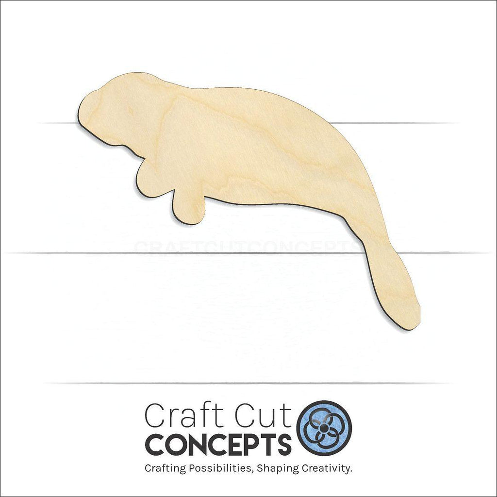 Craft Cut Concepts Logo under a wood Manatee Calve craft shape and blank