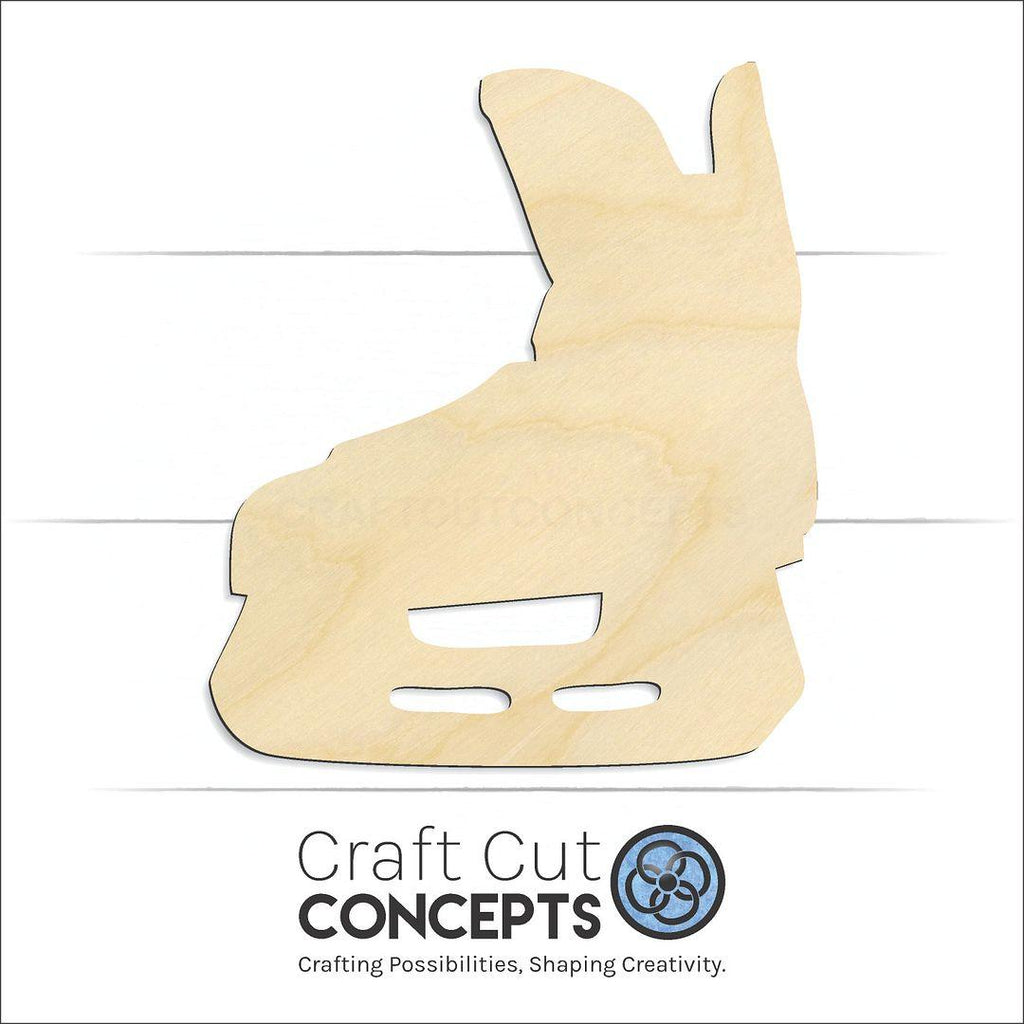 Craft Cut Concepts Logo under a wood Hockey Skate craft shape and blank