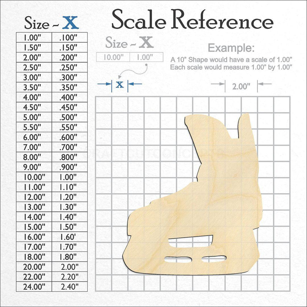 A scale and graph image showing a wood Hockey Skate craft blank