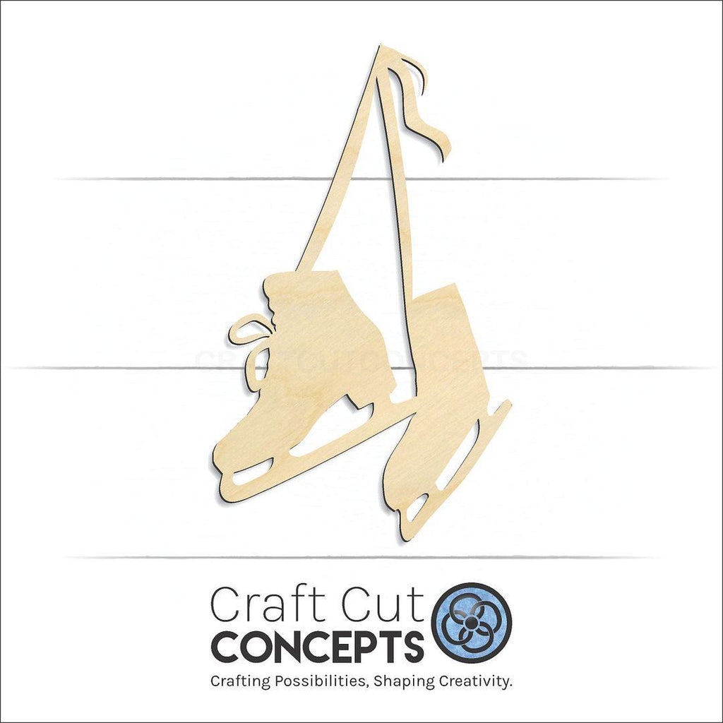 Craft Cut Concepts Logo under a wood Pair of Figure Skates craft shape and blank