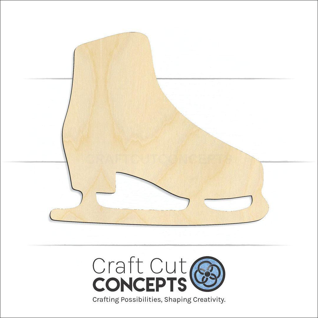 Craft Cut Concepts Logo under a wood Figure Skates craft shape and blank