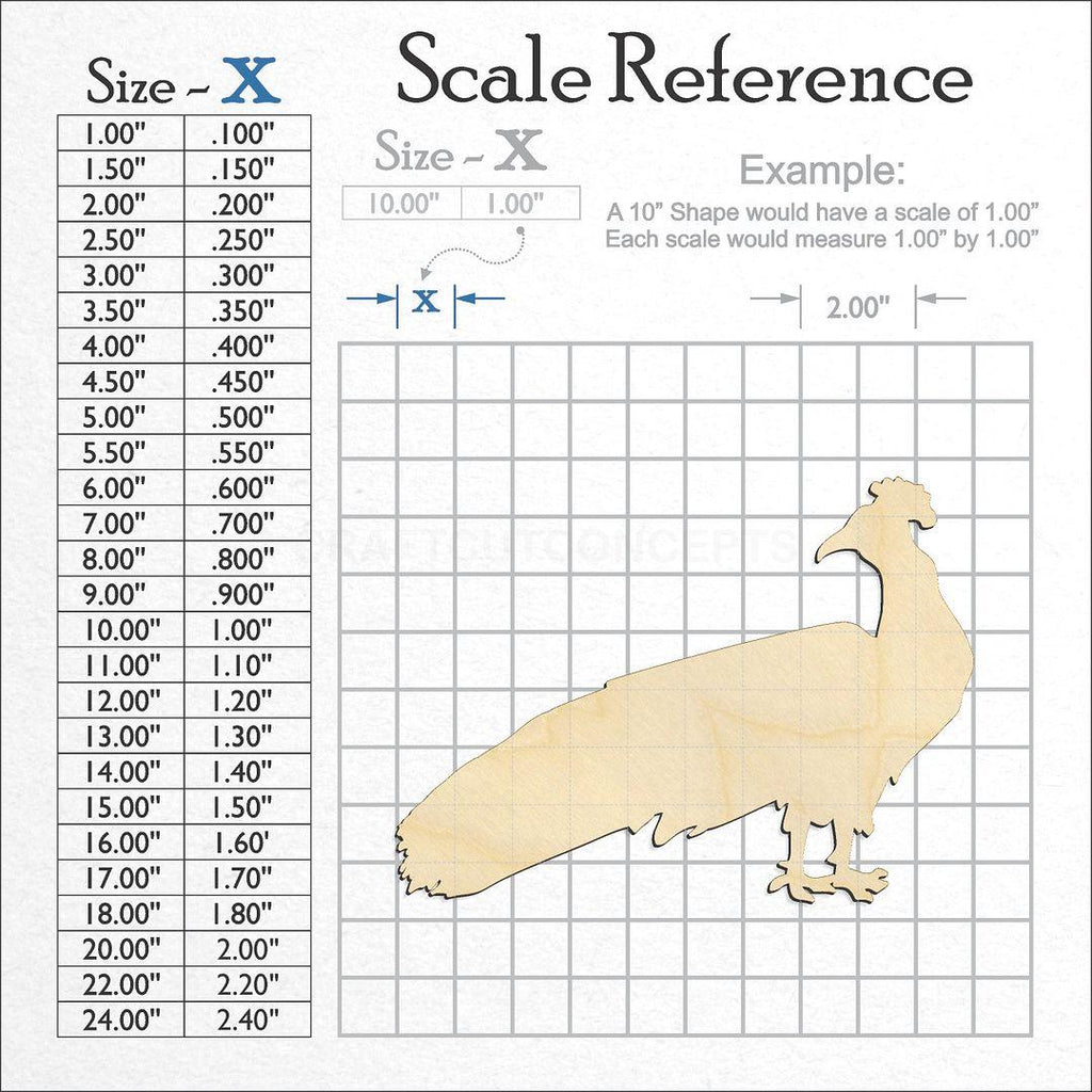 A scale and graph image showing a wood Peacock craft blank