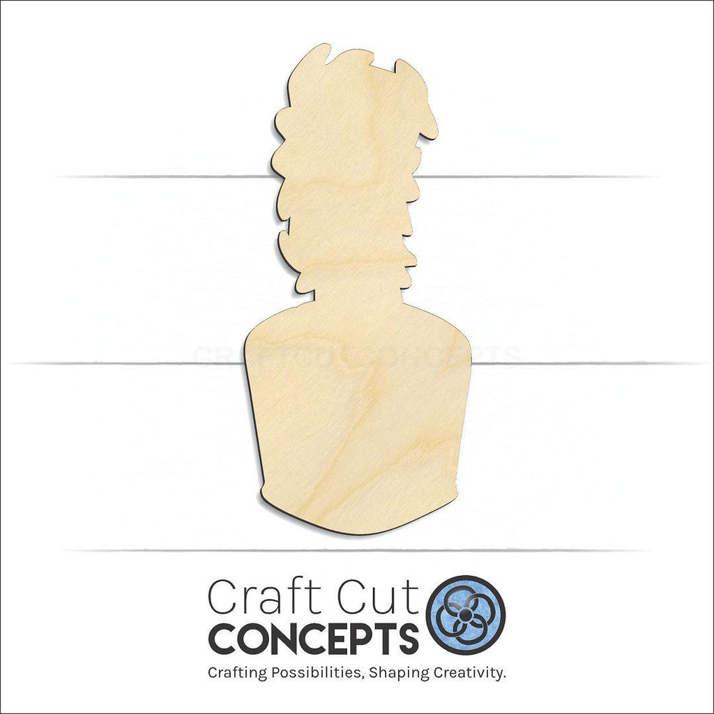 Craft Cut Concepts Logo under a wood Marching Shako Band Hat craft shape and blank