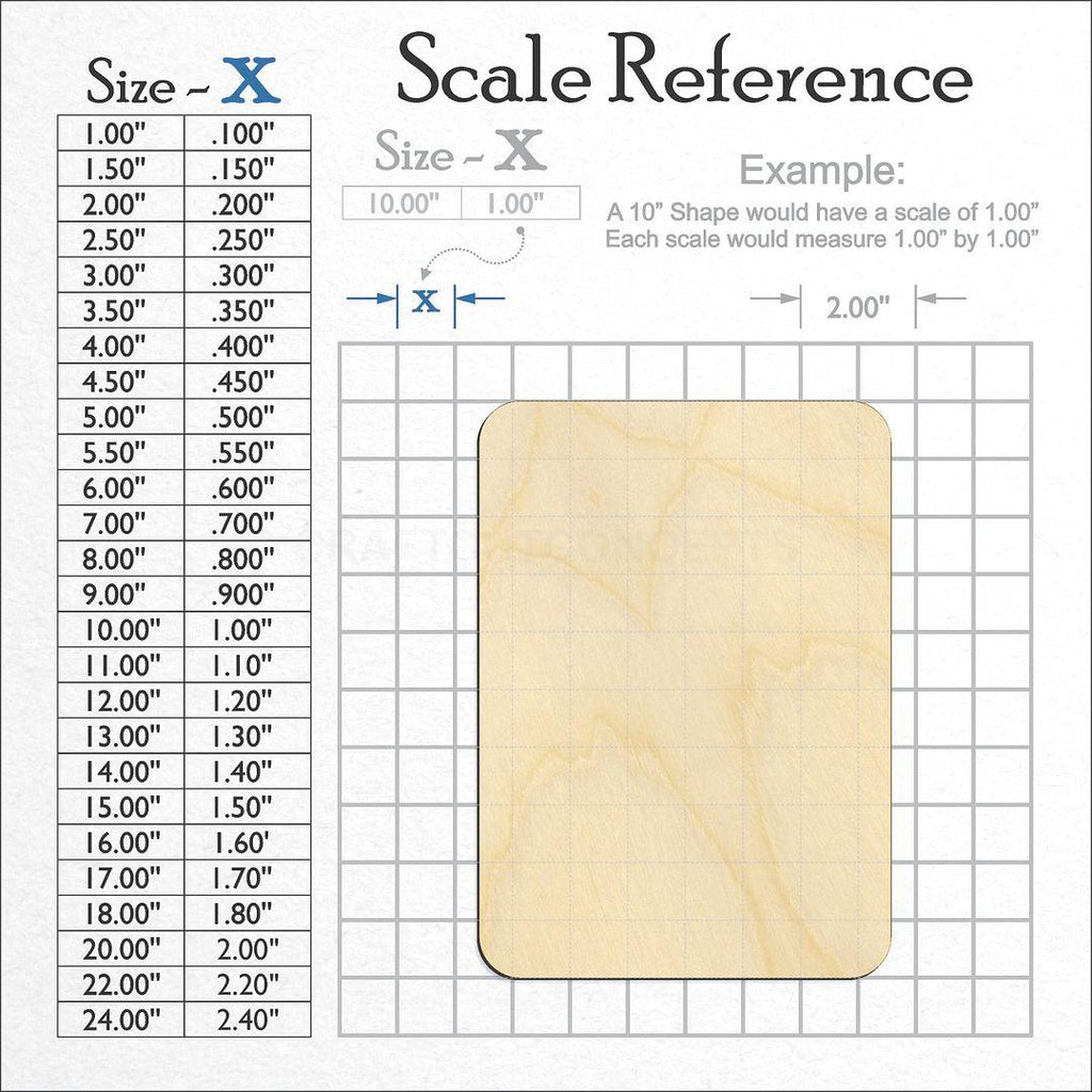 A scale and graph image showing a wood Playing Cards Deck craft blank