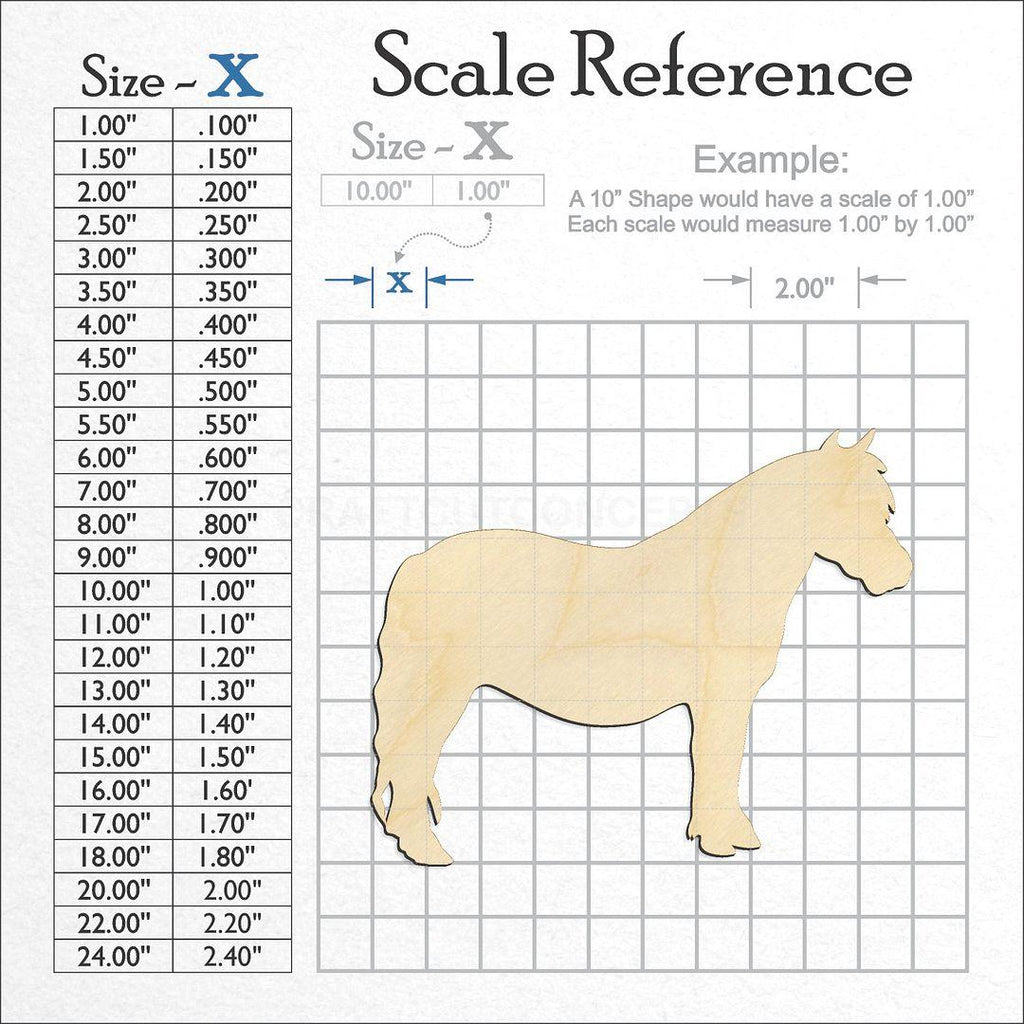 A scale and graph image showing a wood Pony craft blank