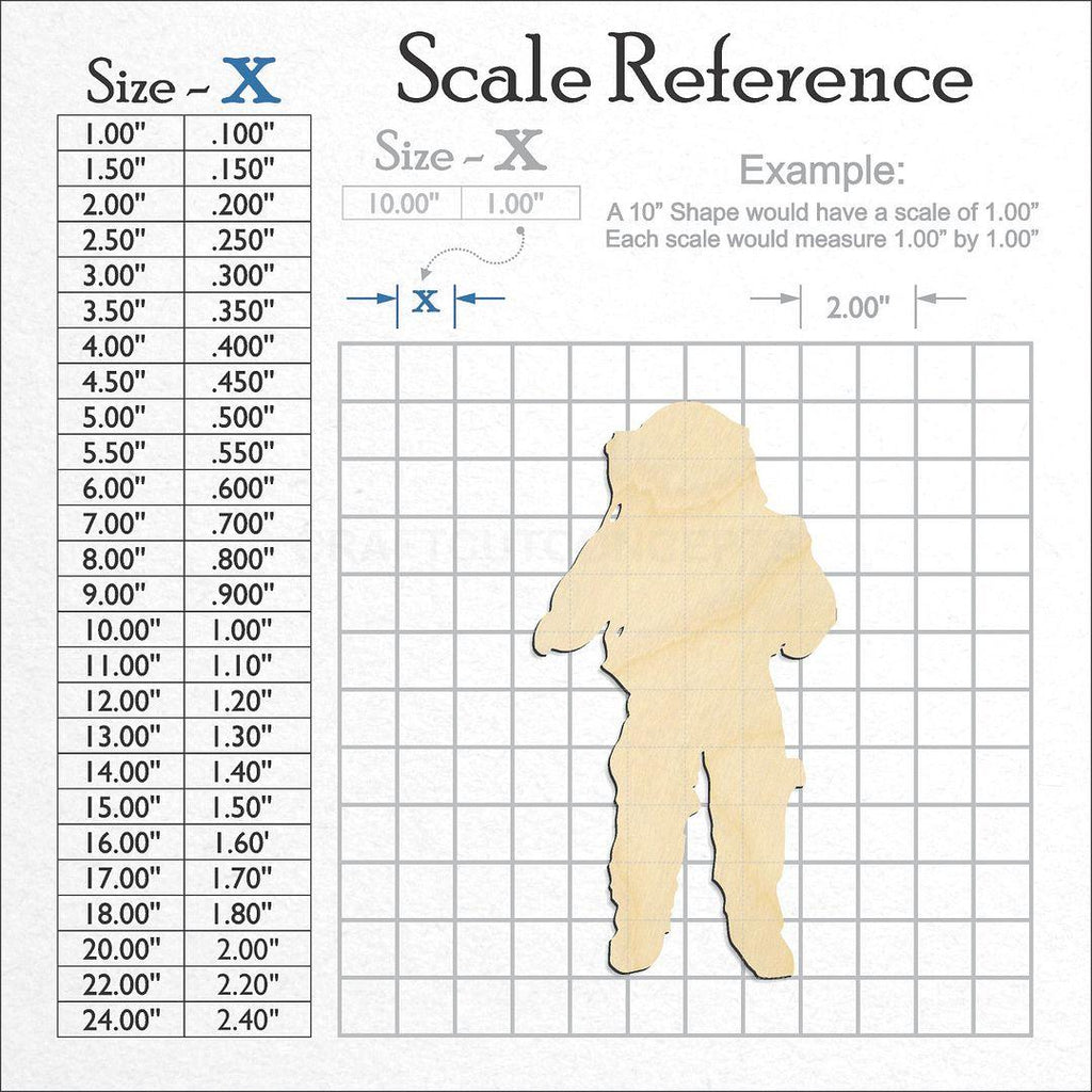 A scale and graph image showing a wood Astronaut craft blank