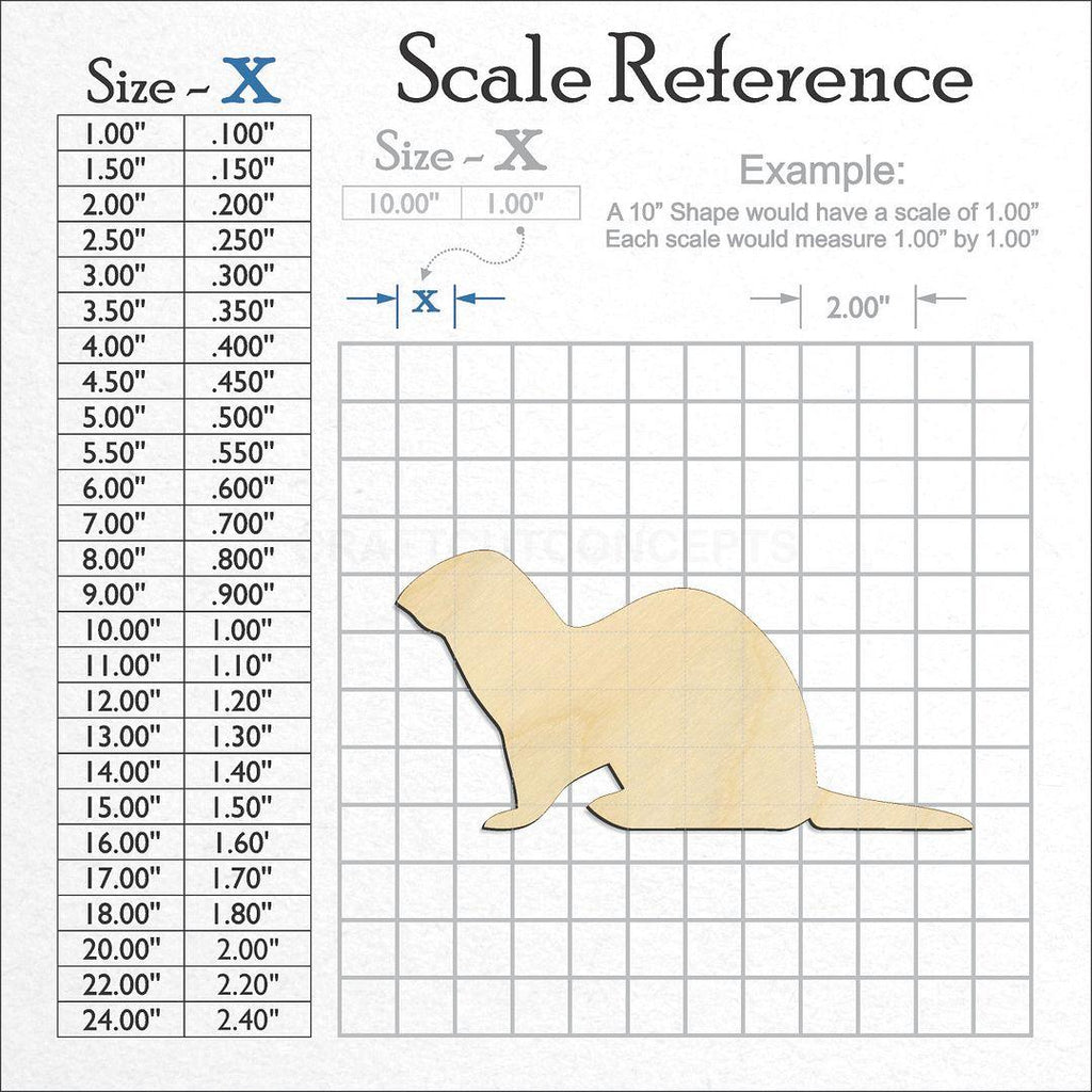 A scale and graph image showing a wood Ferret craft blank