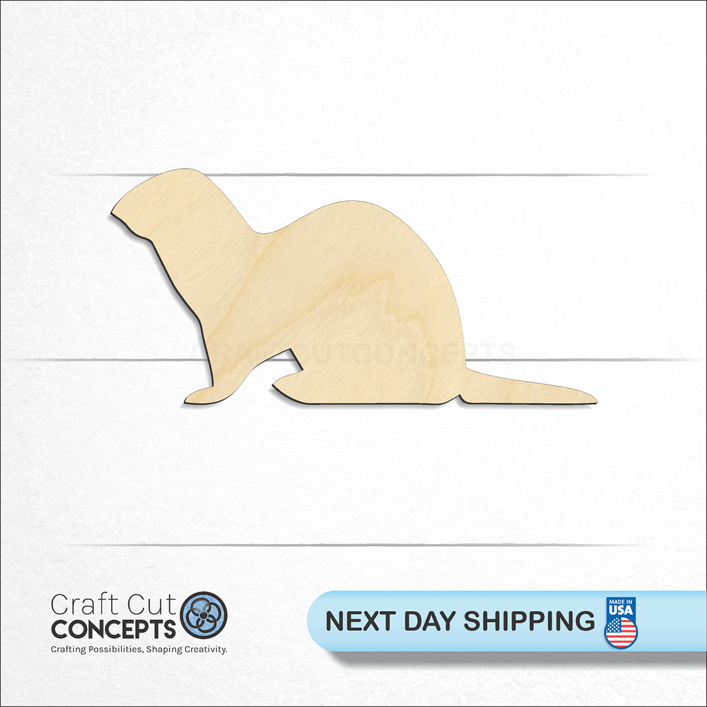 Craft Cut Concepts logo and next day shipping banner with an unfinished wood Ferret craft shape and blank