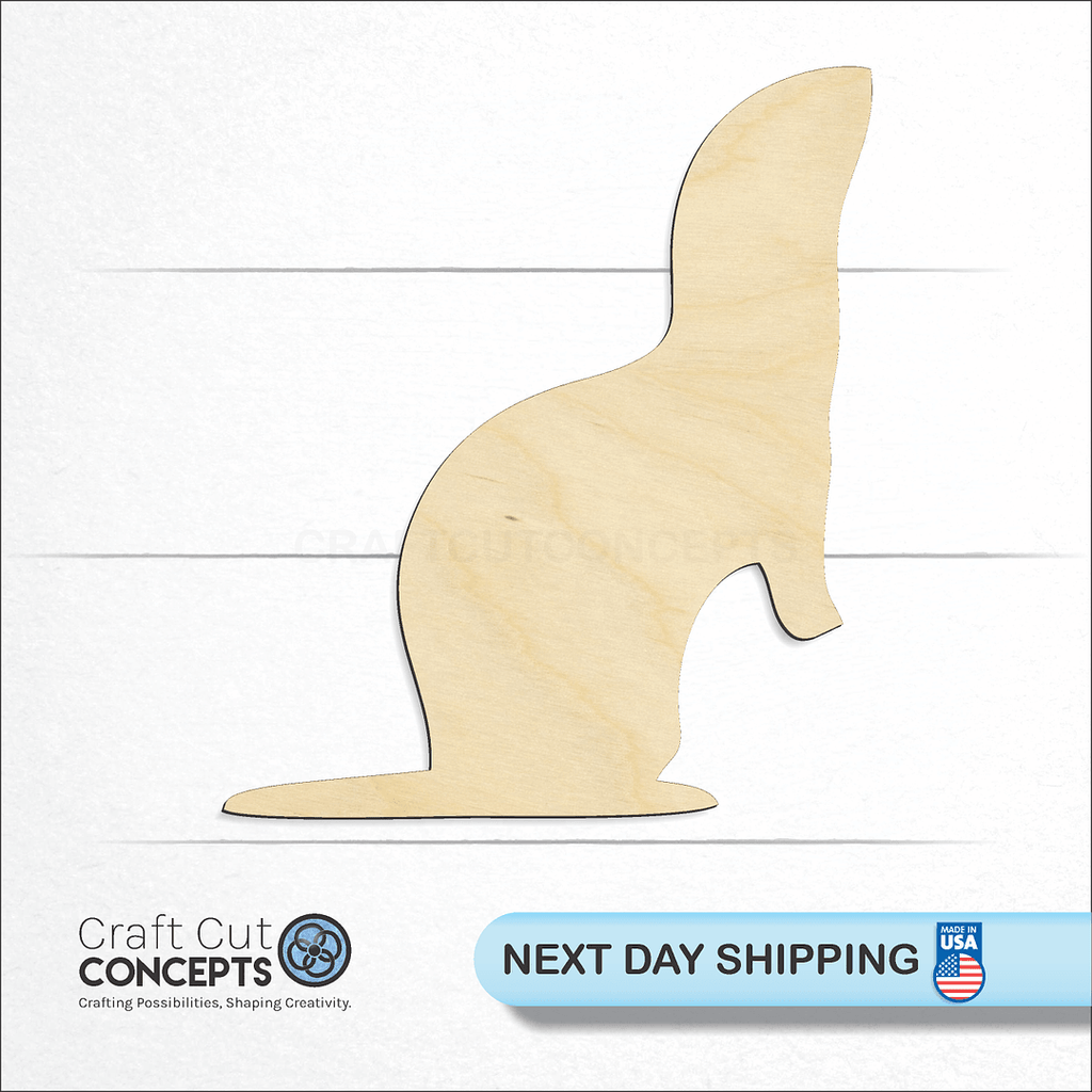 Craft Cut Concepts logo and next day shipping banner with an unfinished wood Standing Ferret craft shape and blank