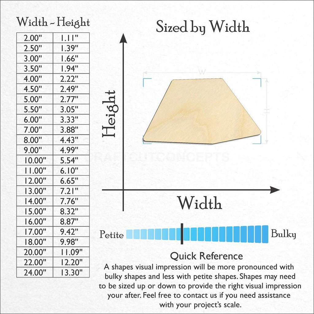 Sizes available for a laser cut Camping Tent craft blank