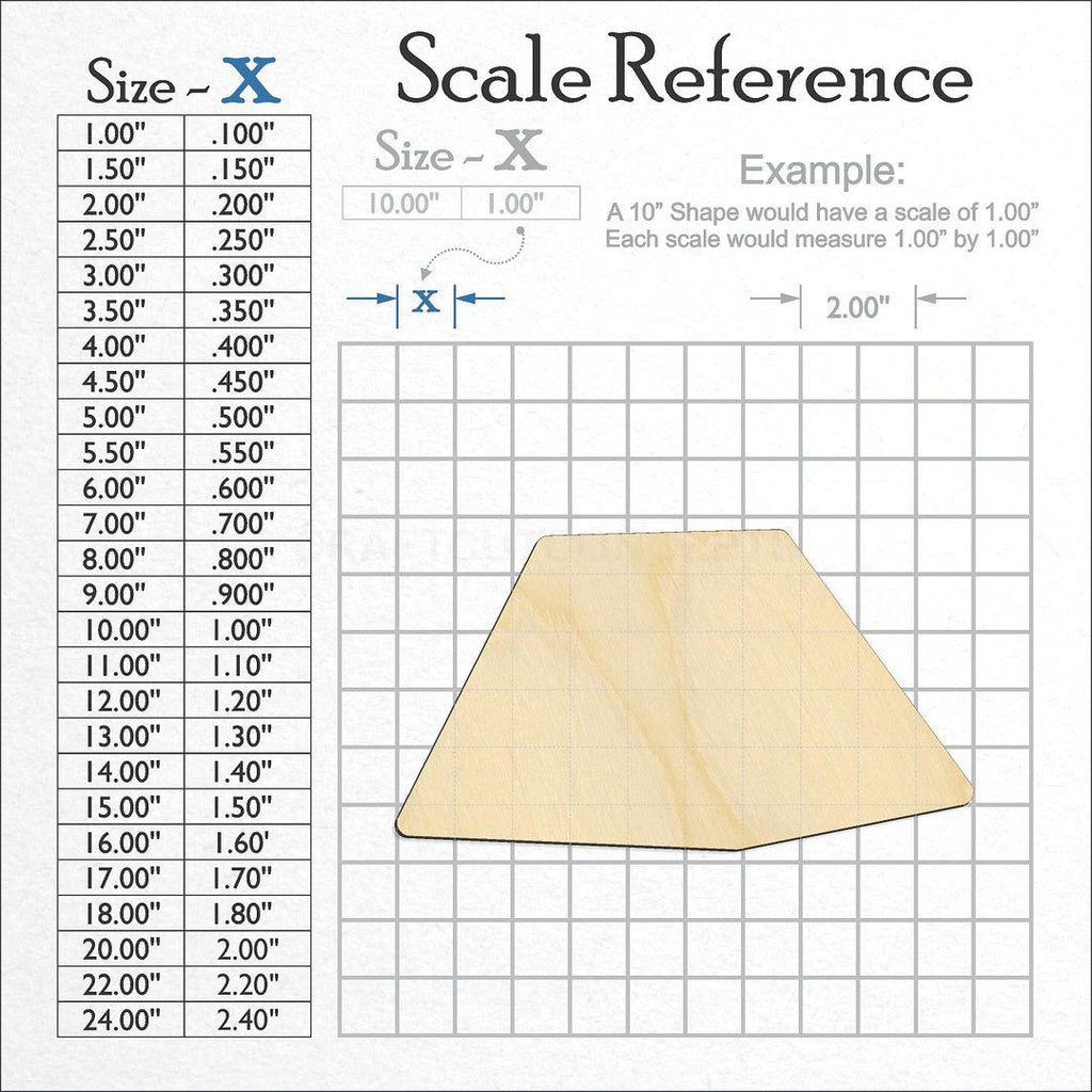 A scale and graph image showing a wood Camping Tent craft blank