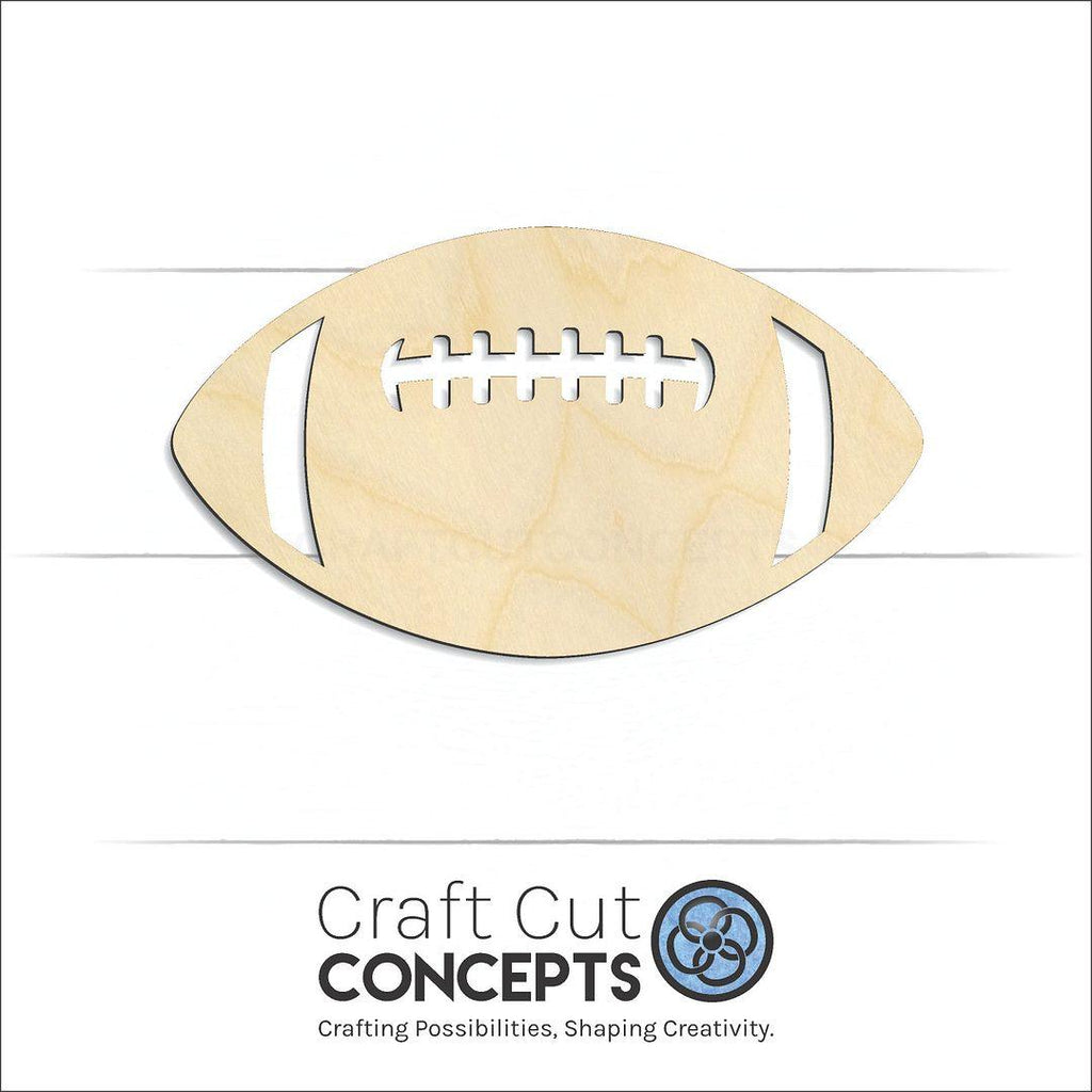 Craft Cut Concepts Logo under a wood Football With Laces craft shape and blank