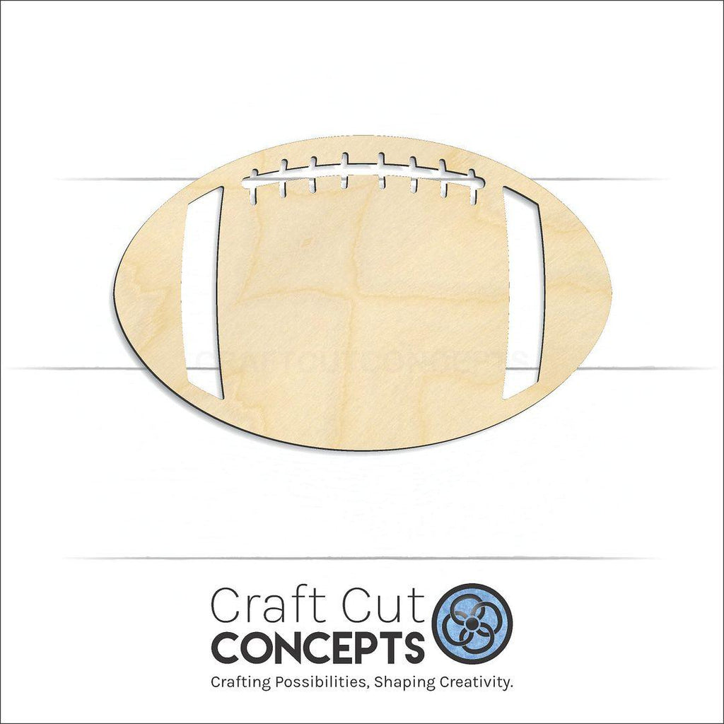 Craft Cut Concepts Logo under a wood Football With Laces craft shape and blank