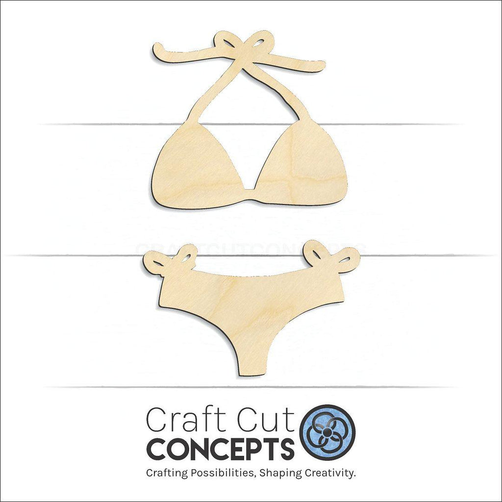 Craft Cut Concepts Logo under a wood Bikini craft shape and blank