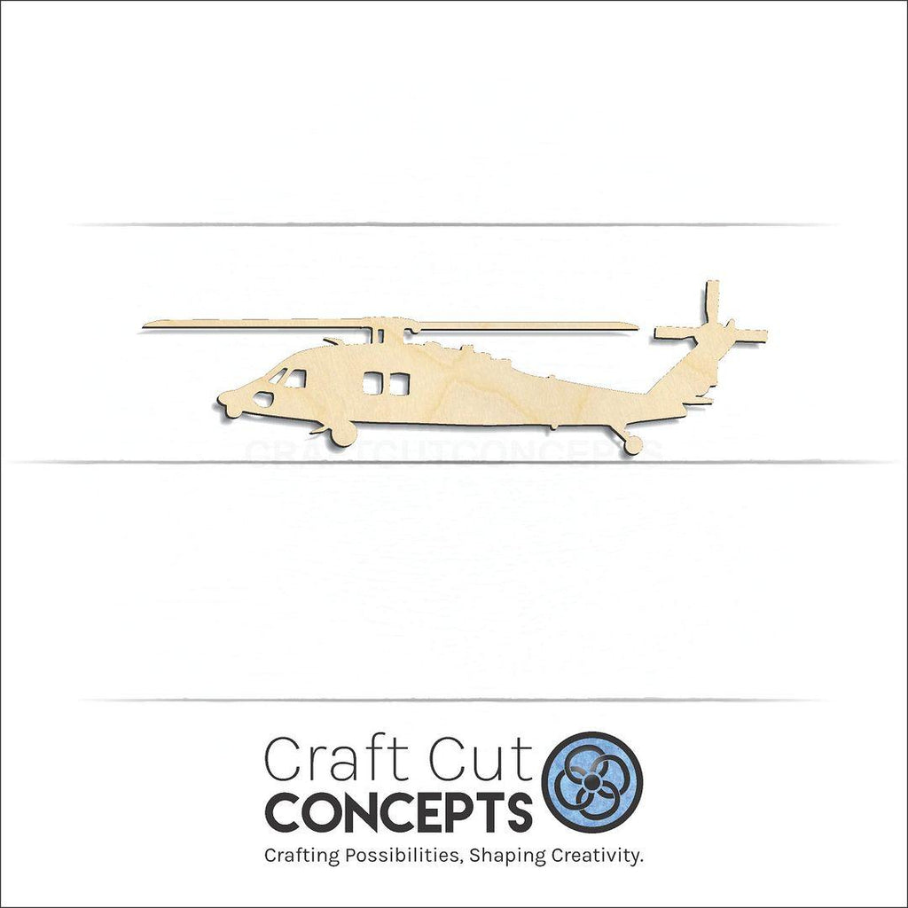 Craft Cut Concepts Logo under a wood BlackhawkHelicopter craft shape and blank