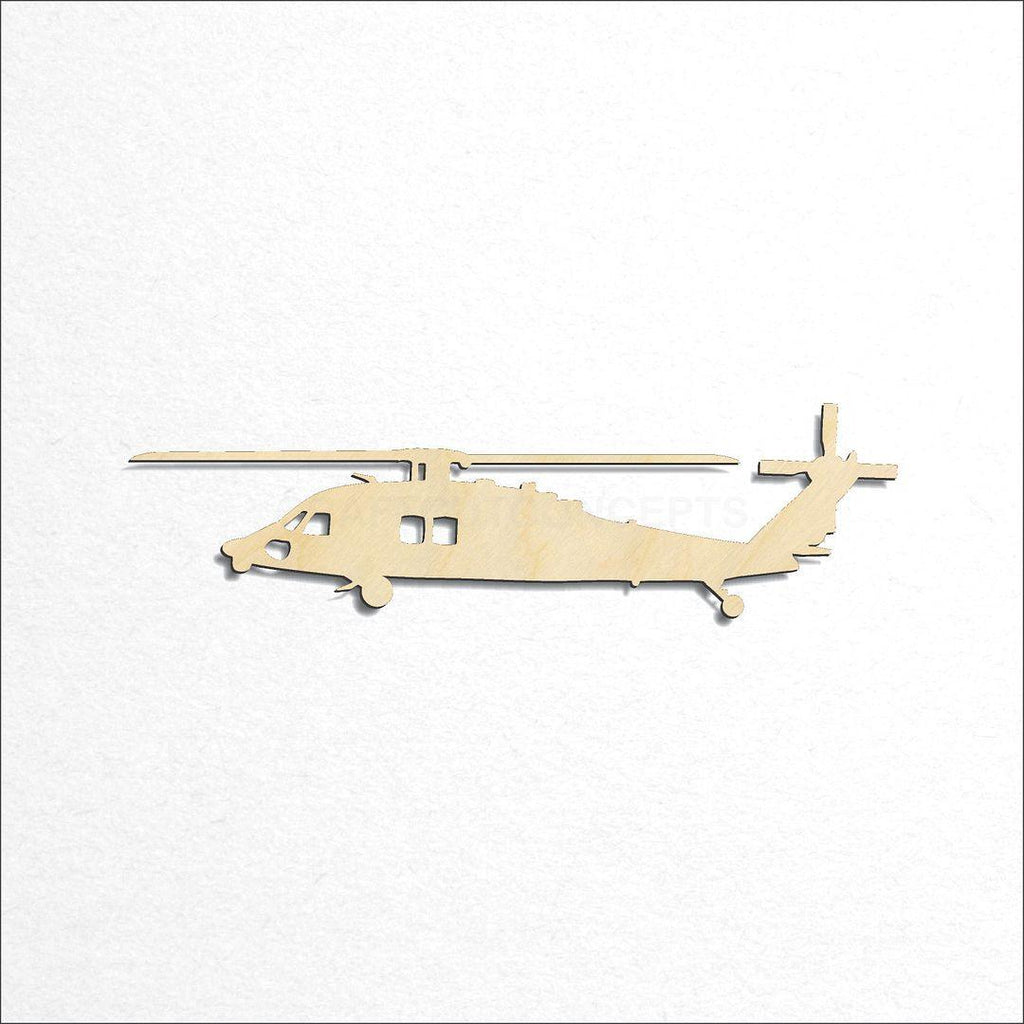 Wooden BlackhawkHelicopter craft shape available in sizes of 4 inch and up