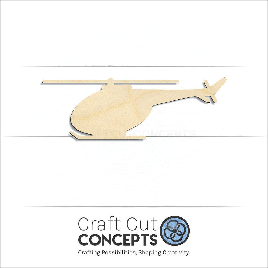 Craft Cut Concepts Logo under a wood Helicopter craft shape and blank