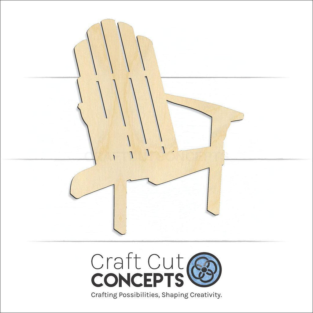 Craft Cut Concepts Logo under a wood Adirondack Chair craft shape and blank