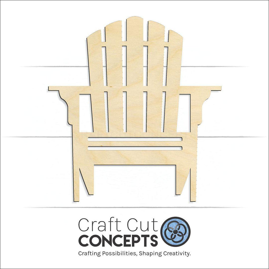 Craft Cut Concepts Logo under a wood Adirondack Chair craft shape and blank