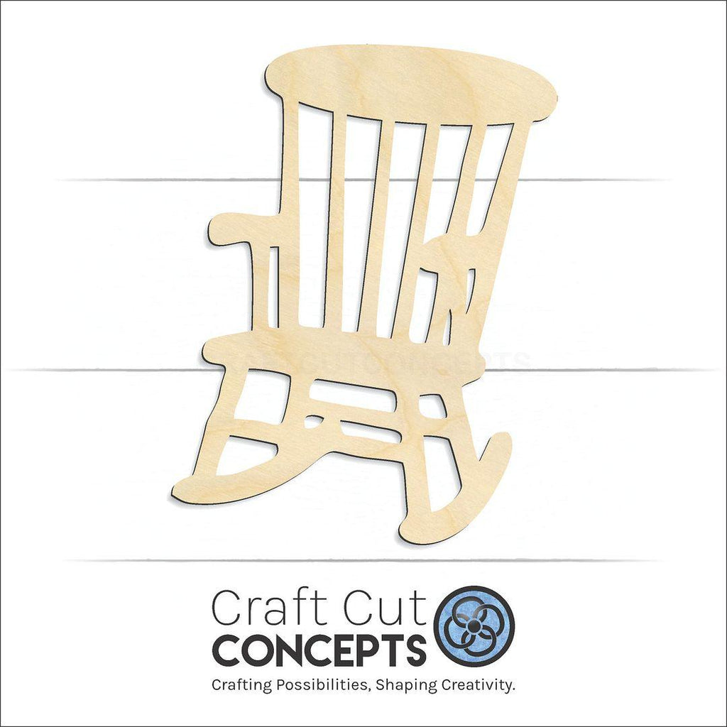 Craft Cut Concepts Logo under a wood Rocking Chair craft shape and blank