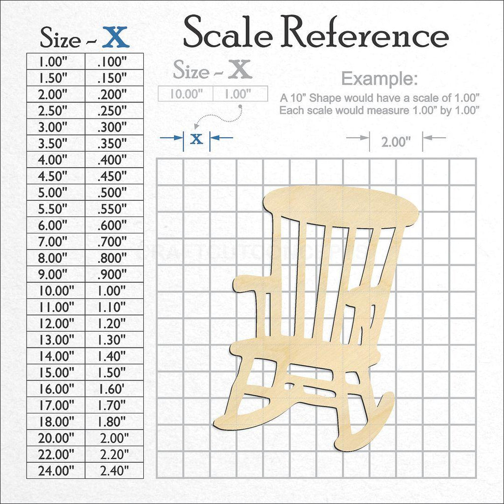 A scale and graph image showing a wood Rocking Chair craft blank