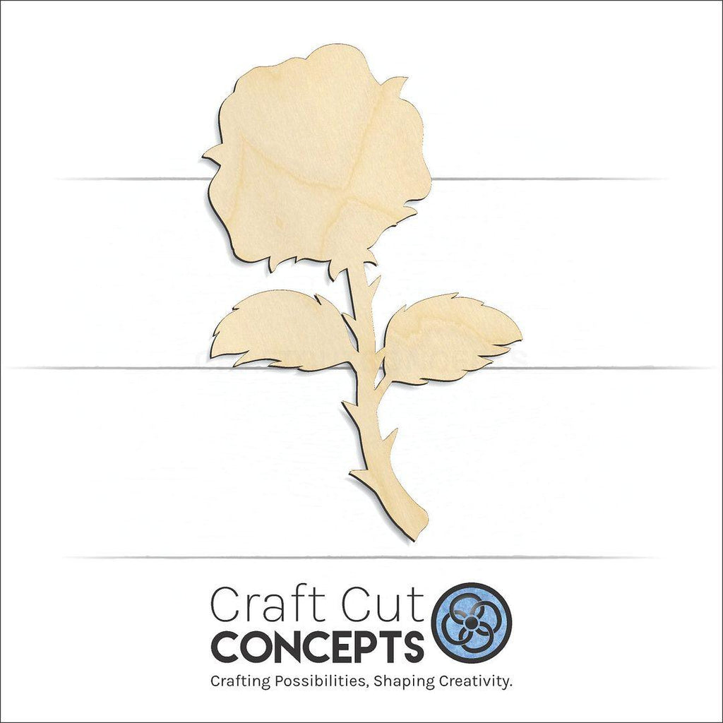 Craft Cut Concepts Logo under a wood Rose with stem craft shape and blank