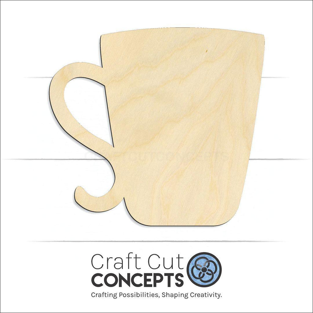 Craft Cut Concepts Logo under a wood Coffee Cup craft shape and blank