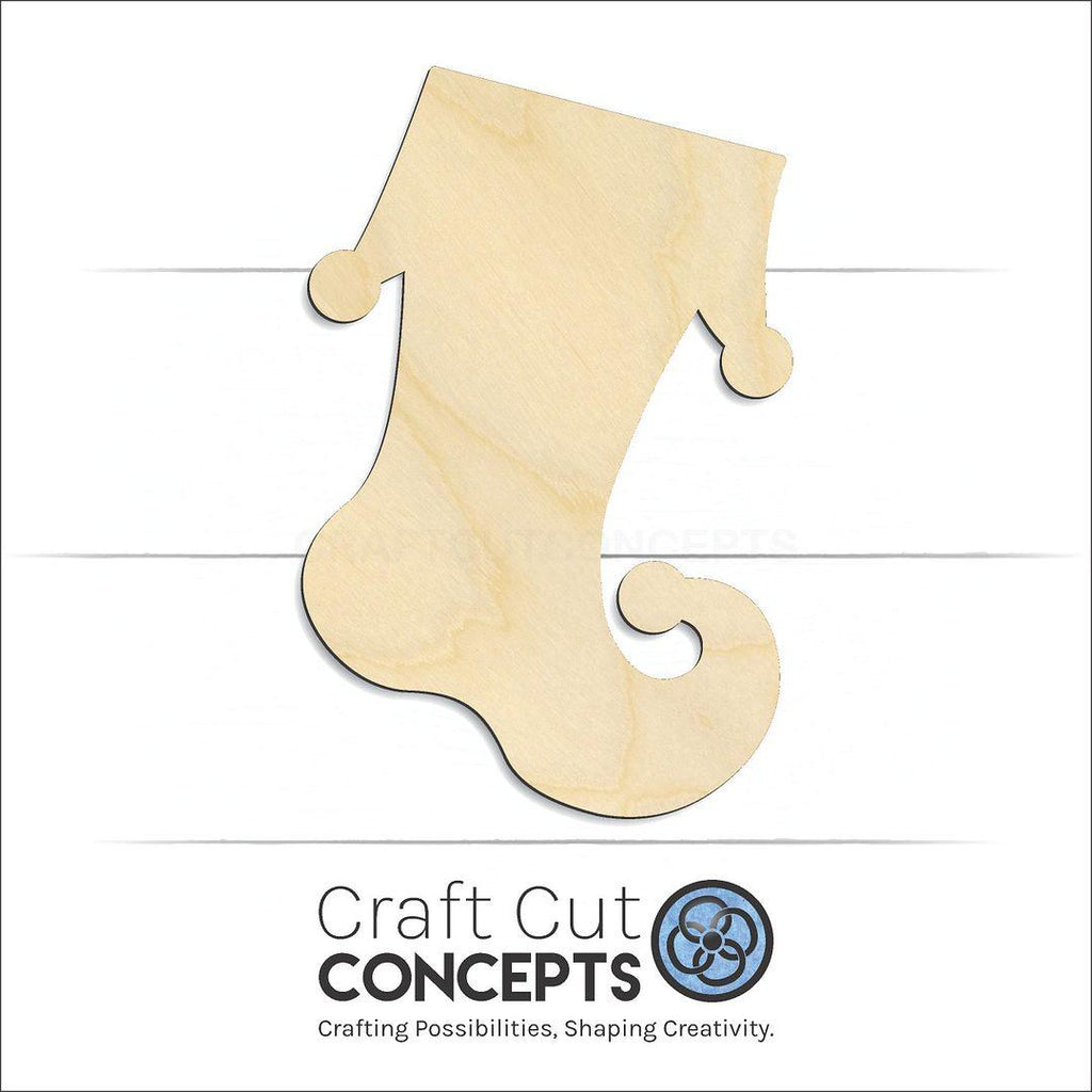 Craft Cut Concepts Logo under a wood Christmas Stocking craft shape and blank