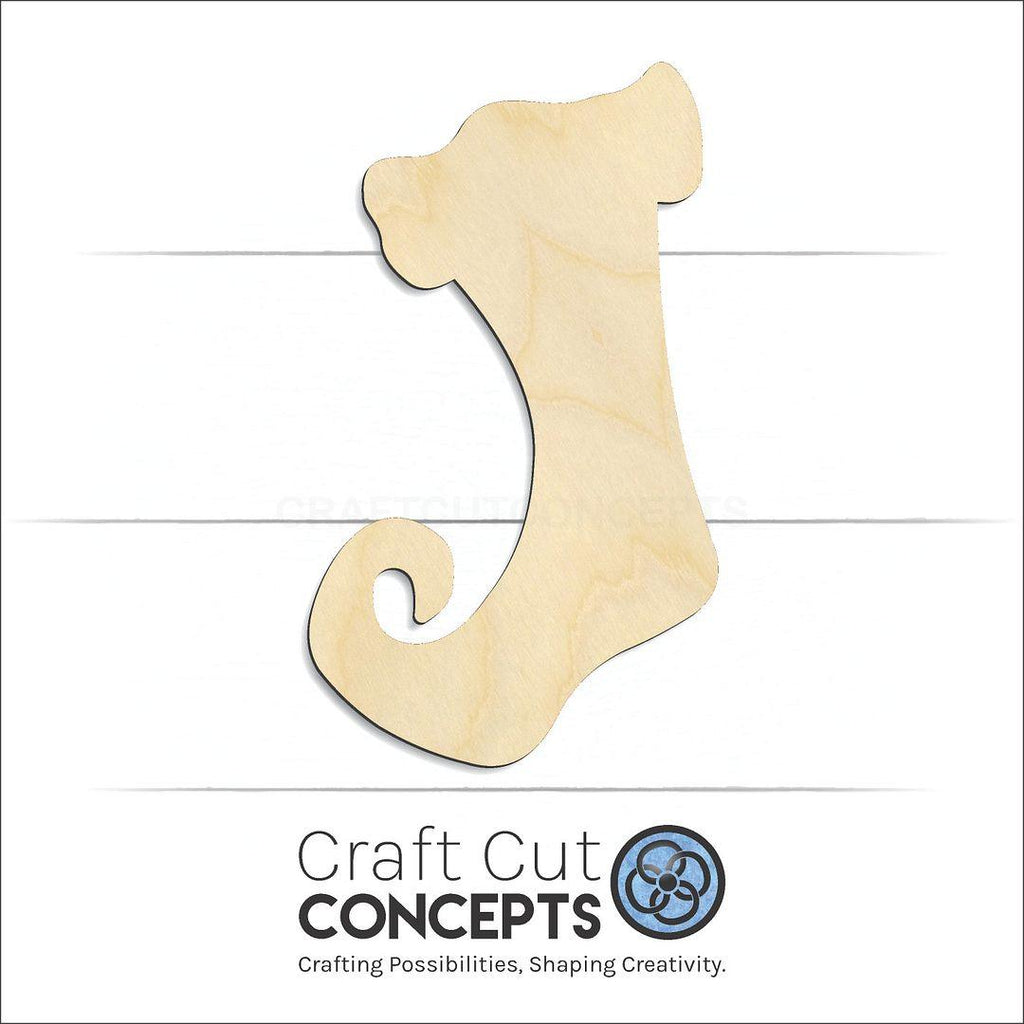 Craft Cut Concepts Logo under a wood Christmas Stocking craft shape and blank