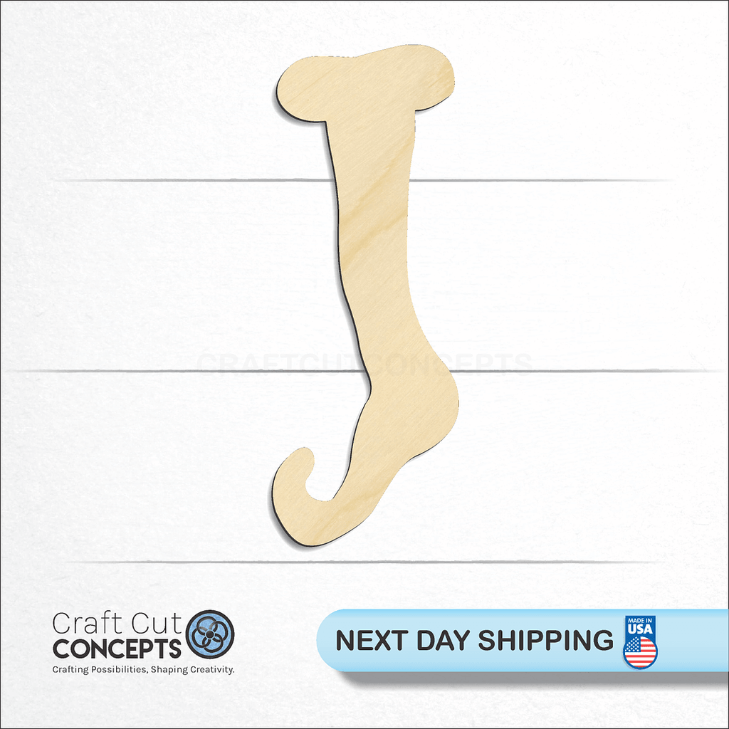 Craft Cut Concepts logo and next day shipping banner with an unfinished wood Christmas Stocking craft shape and blank