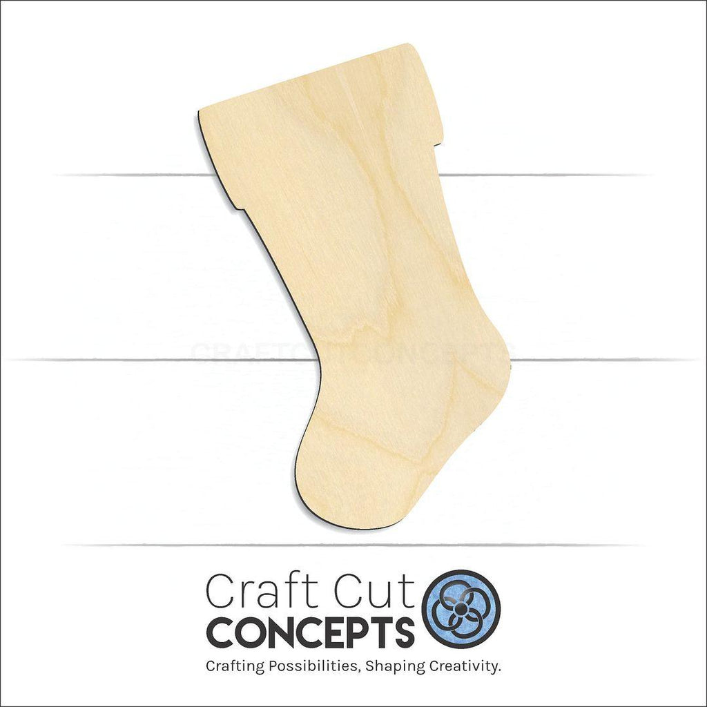 Craft Cut Concepts Logo under a wood Christmas Stocking craft shape and blank