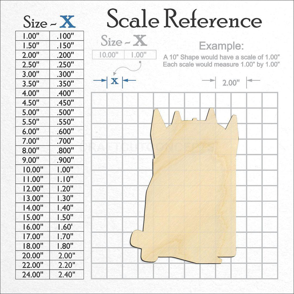 A scale and graph image showing a wood Box of Crayons craft blank